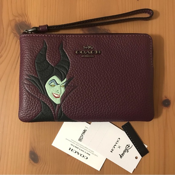 Coach Bags Coach Disney X Coach Corner Zip Wristlet With Maleficent